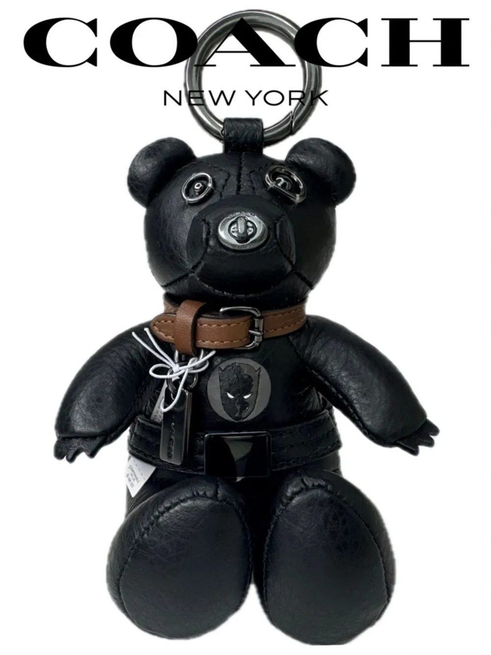 Coach Marvel Rare Black Panther Leather Bag Charm Keychain Fob 2750